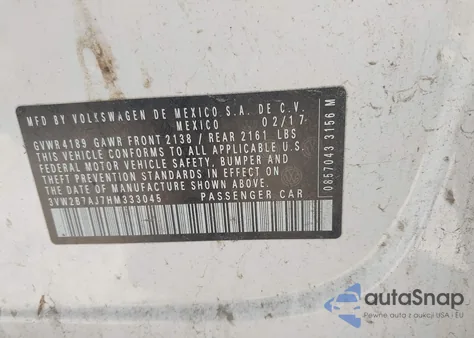 2017 Volkswagen Jetta 1.4T S from USA, damaged, VIN 3VW2B7AJ7HM333045